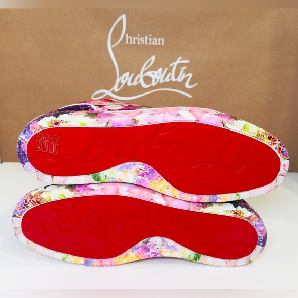 Christian Louboutin Junior Viera Orlato Flat Floral-print Satin Sneakers EU 43.5 - Picture 13 of 15